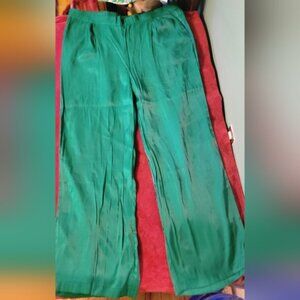 Como Blu Women Emerald Green Satin Like Wide Leg Pants, Size 3X